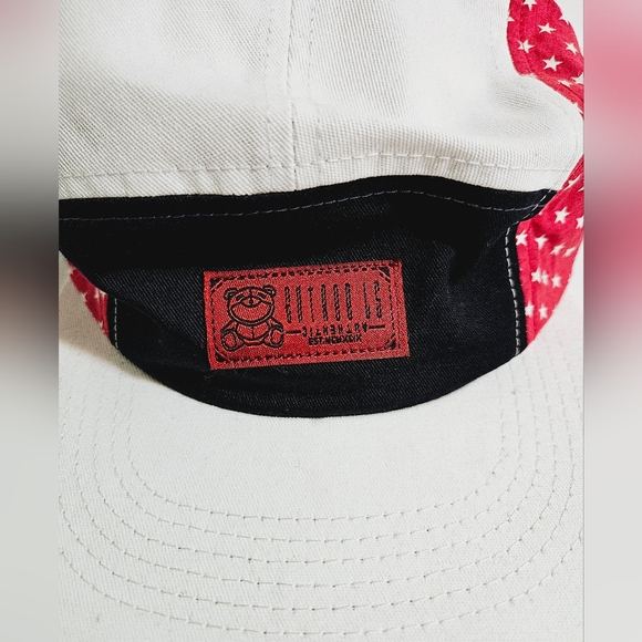 Entree LS Cap Red/White Navy Star Pattern Print Adjustable Buckle Hat - Picture 8 of 11